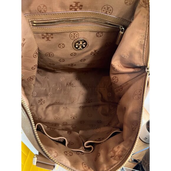 ✺ AUTHENTIC TORY BURCH CAMEL BROWN AND SUEDE NATALIE SHOULDER BAG/SATCHEL - Picture 8 of 10